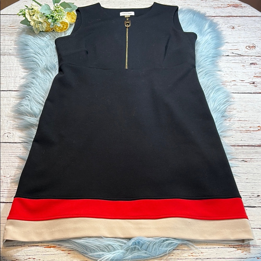 Calvin Klein Zip Front Stripe Dress sz 10
